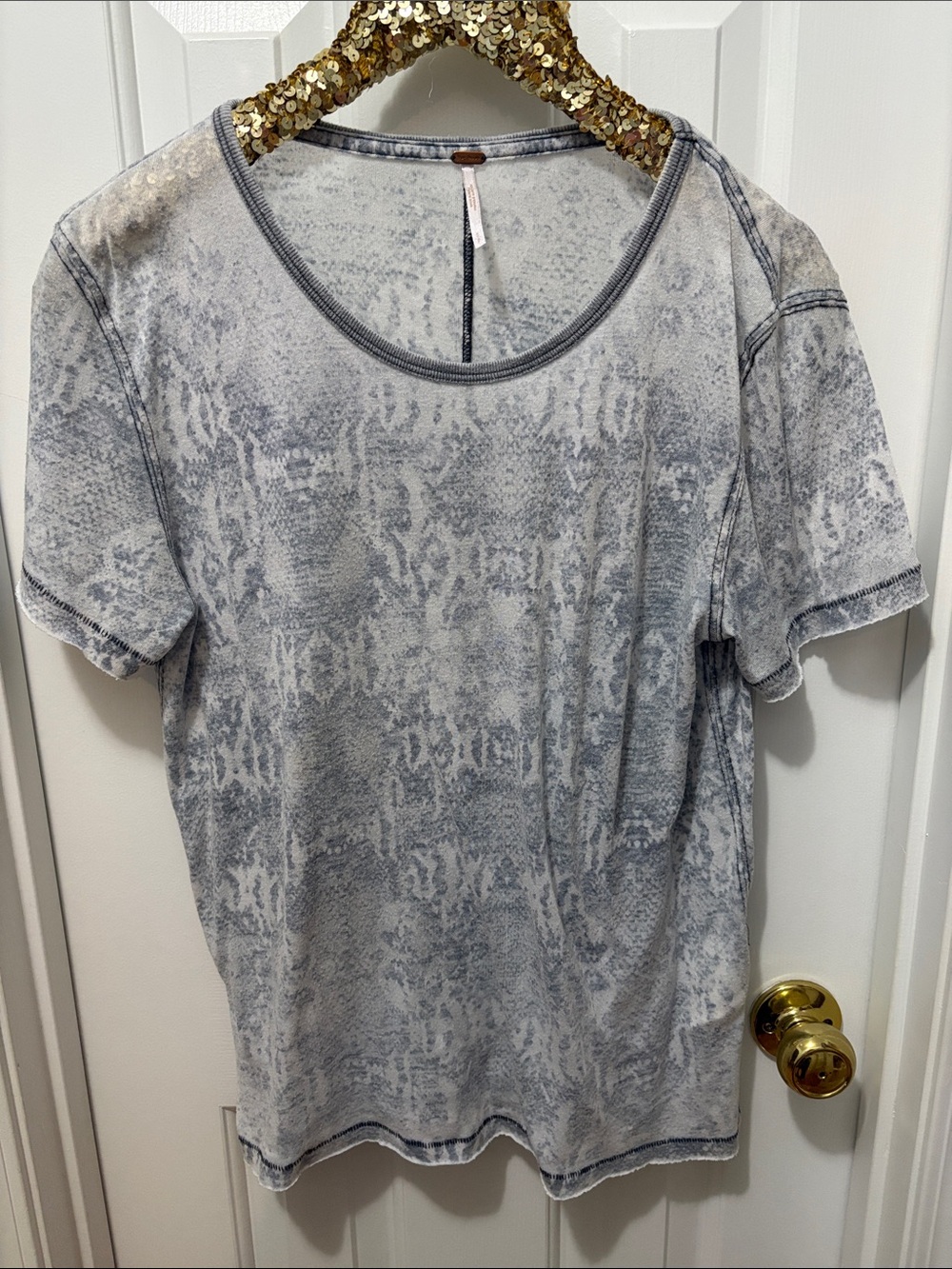 Free people distressed reptile print tee small
